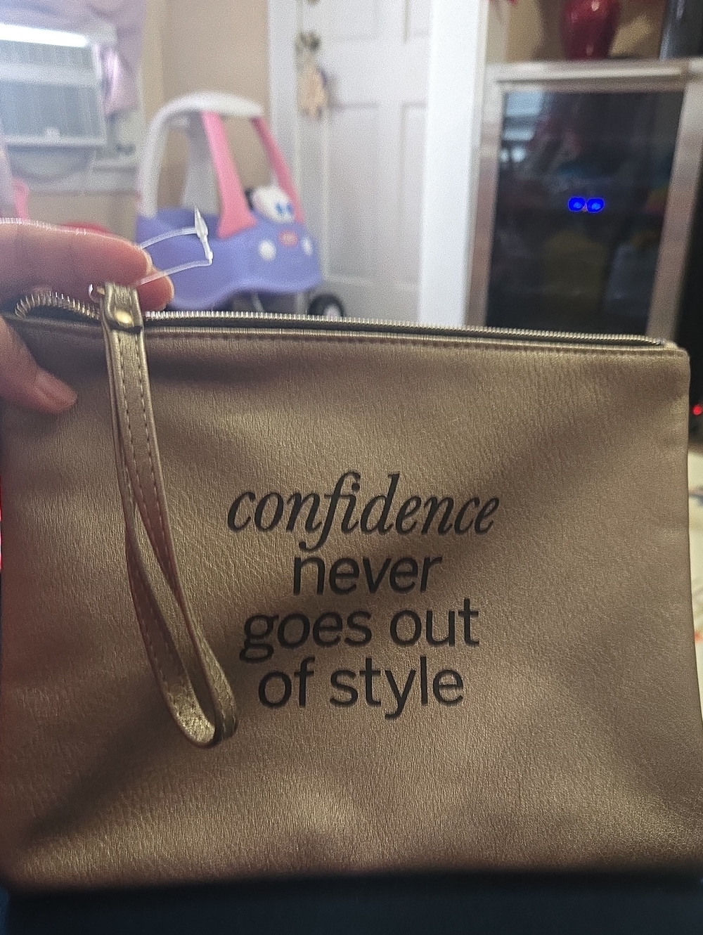 Metallic Gold Wristlet Pouch - "Confidence Never Goes Out of Style"